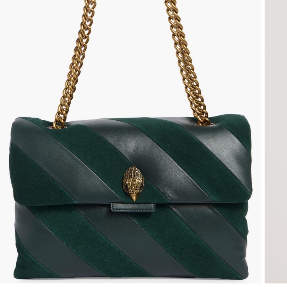 Kurt Geiger Elegant Green Designer Shoulder and crossbody Bag with Gold Hardware